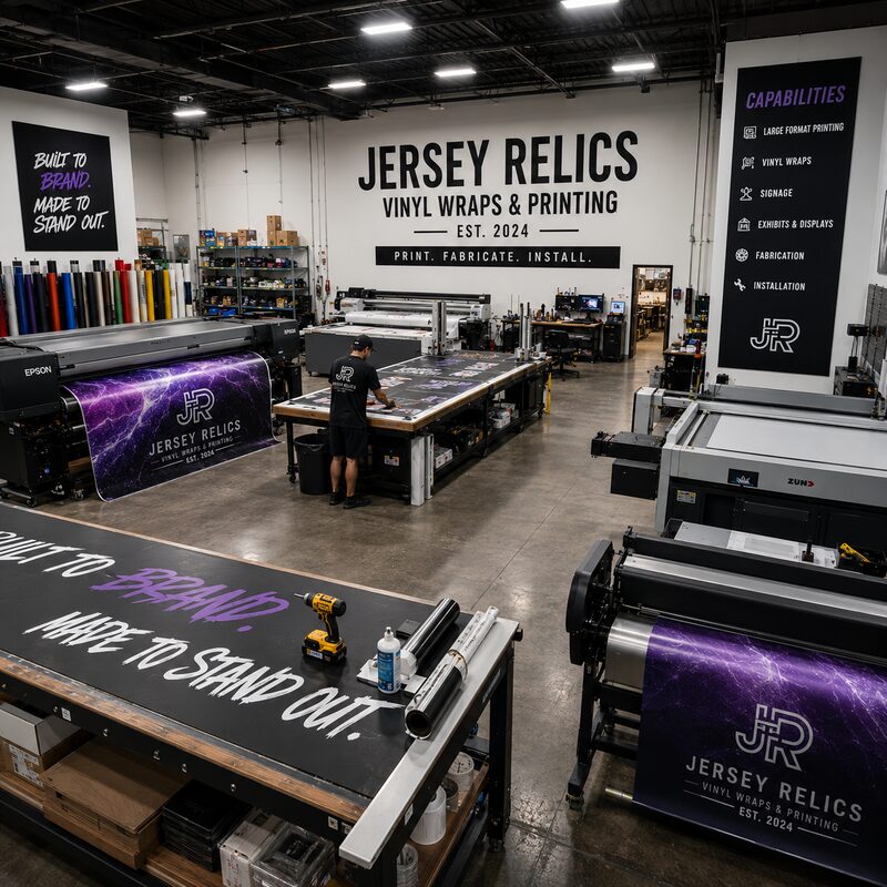 Jersey Relics Vinyl Printing shop floor
