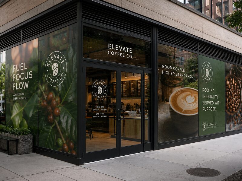 Storefront window wrap installation